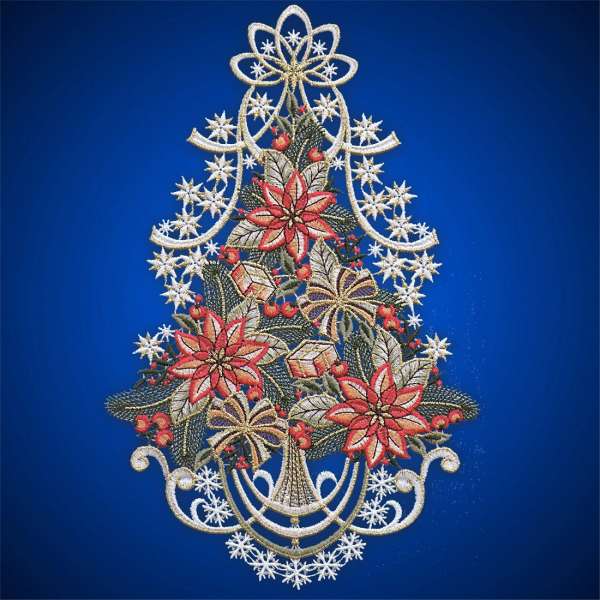 Weihnachtsfensterbild Baum mit Christrosen